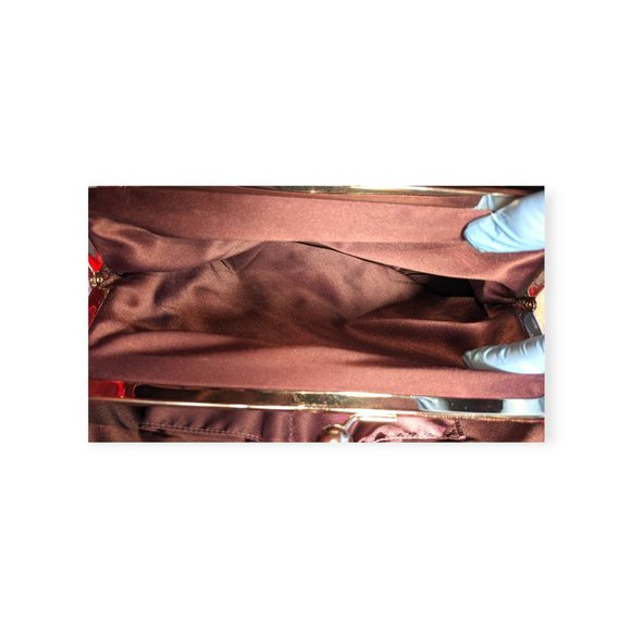 Red Patent Leather Satchel Carry-All Stitch Monogram Bag 2011 🎉 - Picture 13 of 16